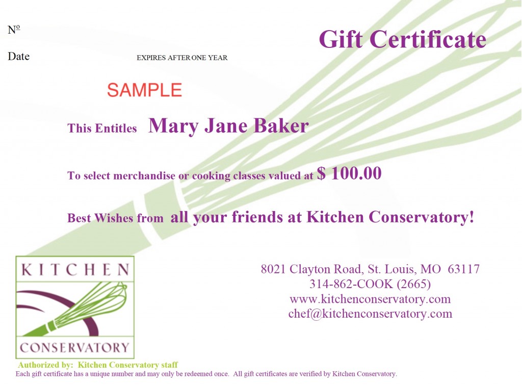 Print a Gift Certificate from Your Computer at kitchenconservatory
